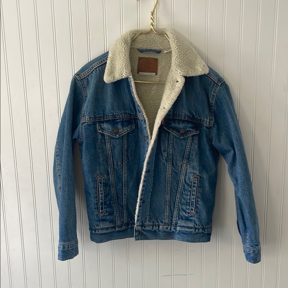Levi's Blue Jean Jacket with White Sherpa Lining